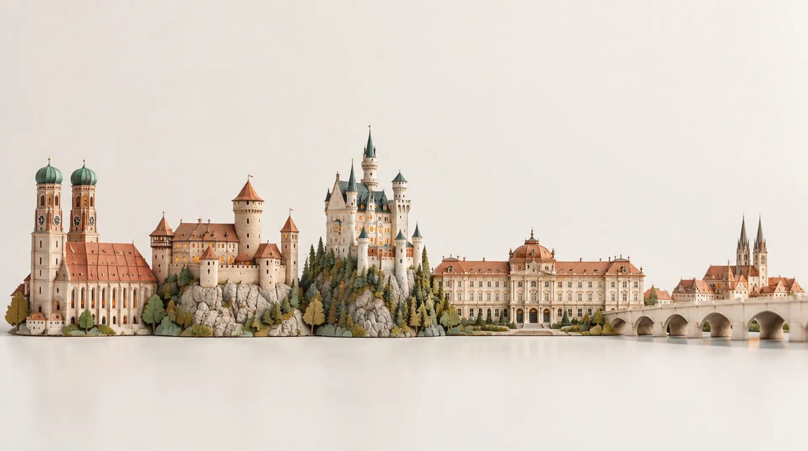 Modell mit Wahrzeichen von Bayern