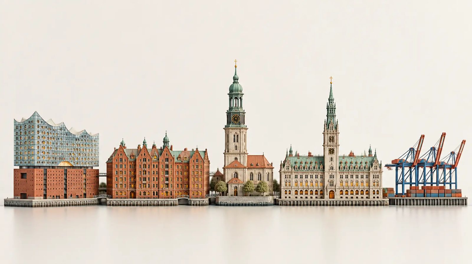 Modell mit Wahrzeichen von Hamburg